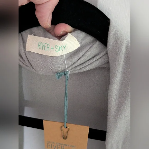 River + Sky Mixed Up Wrap Cardigan Shadowland Gray Draped Open Front NWT S/M - Picture 3 of 6